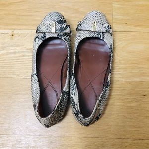 Cole Haan Snake Print Tali Bow Balley Flats